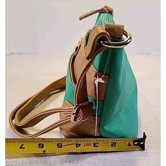 NWT Rosetti Women's Triple Play Crossbody Purse Green & Tan Adjustable Strap - Picture 5 of 8